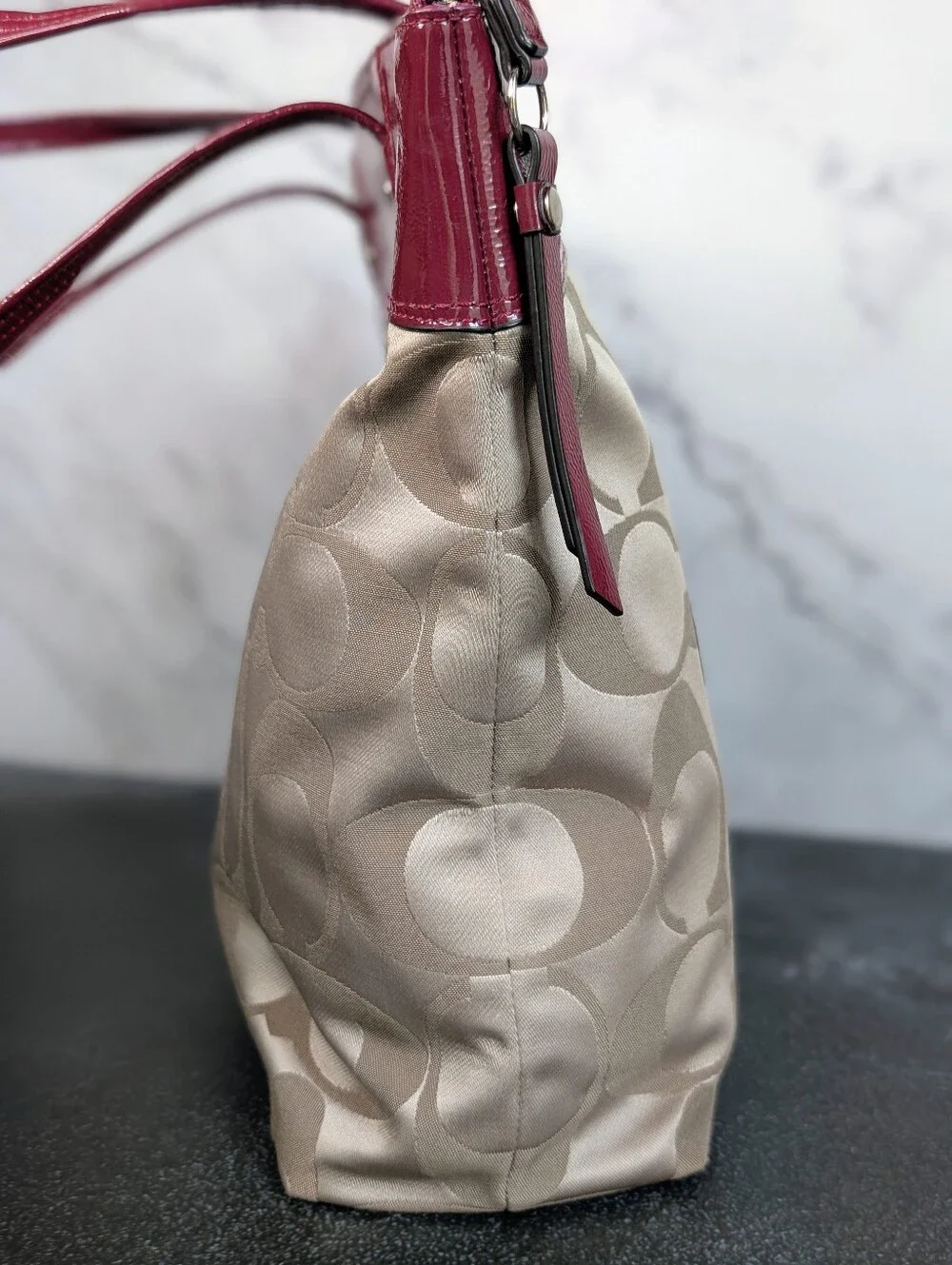 Coach Laura Signature Tote F18335 -Berry - Picture 6 of 14